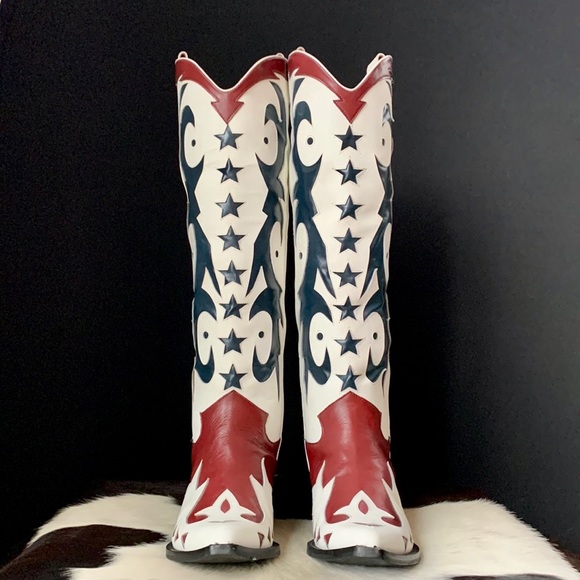 SOLD JEFFREY CAMPBELL Star Tall Knee High Cowboy Cowgirl Western Boots 40 9.5 - Picture 4 of 8